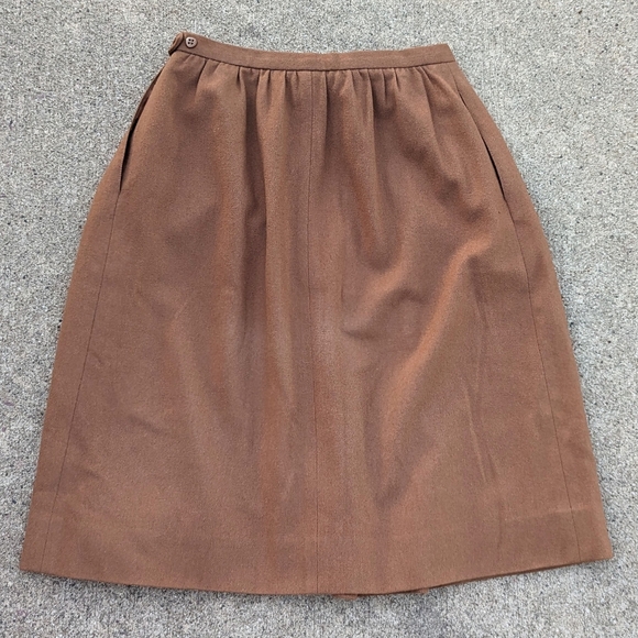 1980's CINNAMON WOOL SKIRT 80's midi M - Picture 7 of 10